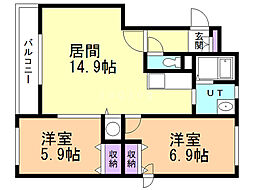 ラフィーネ 2LDKの間取図画像