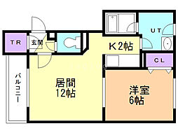 カントリーアヴェニュー 1LDKの間取図画像