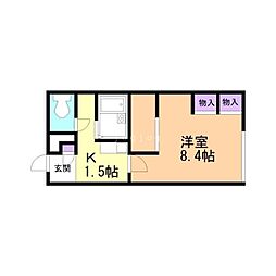 レオパレスポルックス 1Kの間取図画像