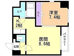 エクセレント弐番館 1LDKの間取図画像