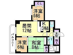 クレア南郷 3LDKの間取図画像