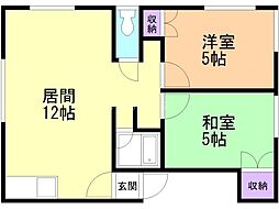 サンパレス清田 2LDKの間取図画像