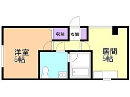 ハイツひばり.B 1DKの間取図画像