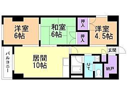 長井マンション 3LDKの間取図画像