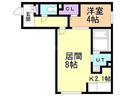 LAConforto厚別 1LDKの間取図画像