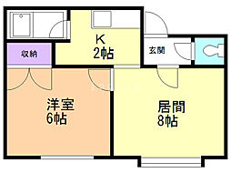 メゾンドール菊水 1LDKの間取図画像