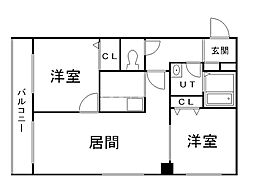 フラッツ本郷通 2LDKの間取図画像