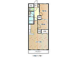 グランドリバティ篠ノ井 2階2LDKの間取り