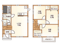 ヴィラ橘 2階3LDKの間取り