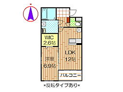 フォレストコート 1LDKの間取図画像