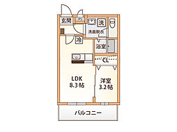 ベルジュA 1LDKの間取図画像