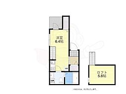 ルイ・レジデンス唐人町 2階1Kの間取り