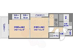 エステートモア薬院倶楽部 10階2Kの間取り