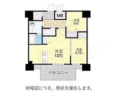 モダンパラッツォ博多デュオグランデWEST 2LDKの間取図画像