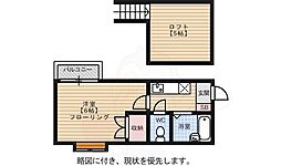 ドゥエル地行1 1Kの間取図画像