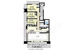 フォレストプレイス香椎照葉ザテラス03 3LDKの間取図画像