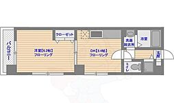 フローレス東比恵 1DKの間取図画像