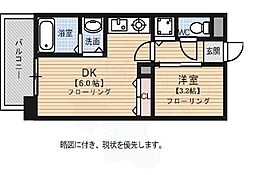 リード桜坂 1DKの間取図画像