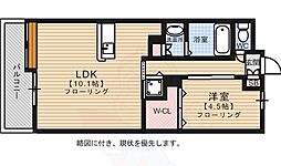 クリエート日赤通り 1LDKの間取図画像