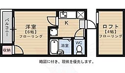 キャニオンオーク竹下 1Kの間取図画像
