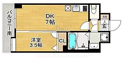 アクアシティ日赤通り 1DKの間取図画像