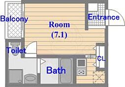 タスク麦野 1Kの間取図画像