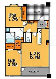アンピール舞鶴 2LDKの間取図画像