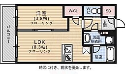 パークアクシス博多 1LDKの間取図画像