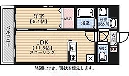 テイルガーデン博多 1LDKの間取図画像