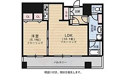 KDXレジデンス大濠ハーバービュータワー 1LDKの間取図画像