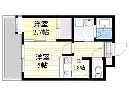 エンクレスト博多駅前ART 2Kの間取図画像
