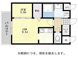 エンクレスト天神LARK 1LDKの間取図画像