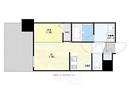 グランフォーレ博多プレミアベイサイド 1DKの間取図画像