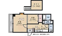 シャローム箱崎 1LDKの間取図画像