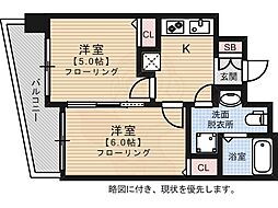 エステムプラザ天神サウスイースト 2Kの間取図画像