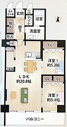 ダイアパレス順慶町 2LDKの間取図画像