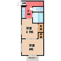 栃木県宇都宮市鶴田町（賃貸アパート2K・2階・30.00㎡） その2