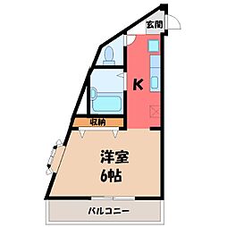 T-3ハイツ 1Kの間取図画像