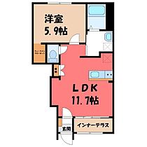 栃木県宇都宮市鶴田町（賃貸アパート1LDK・1階・43.24㎡） その2