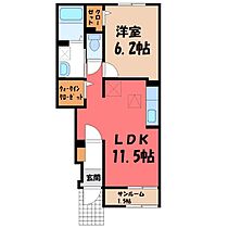 栃木県真岡市下鷺谷（賃貸アパート1LDK・1階・43.61㎡） その2