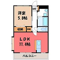 栃木県宇都宮市下岡本町（賃貸マンション1LDK・3階・43.32㎡） その2