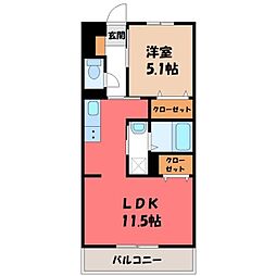 東武宇都宮線 東武宇都宮駅 バス21分 西三の沢下車 徒歩2分の賃貸マンション 1階1LDKの間取り