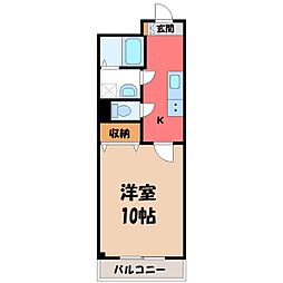 JR東北本線 宇都宮駅 バス15分 平松西下車 徒歩2分の賃貸マンション 4階1Kの間取り