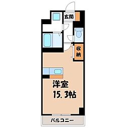 JR東北本線 宇都宮駅 徒歩8分の賃貸マンション 4階ワンルームの間取り