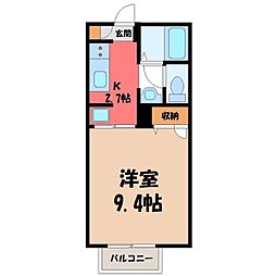 JR東北新幹線 宇都宮駅 バス11分 南御幸町下車 徒歩3分の賃貸アパート 1階1Kの間取り