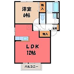 プラザハイツB 1LDKの間取図画像