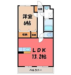 サニーサイド戸祭1 1LDKの間取図画像