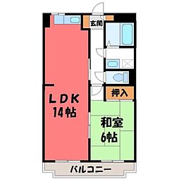 駒西ハイツ1 1LDKの間取図画像