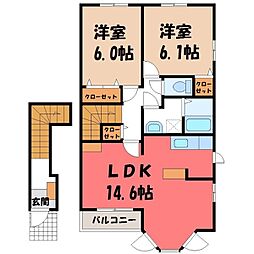 アザレア六番館 2LDKの間取図画像