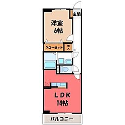 ライラック2 1LDKの間取図画像